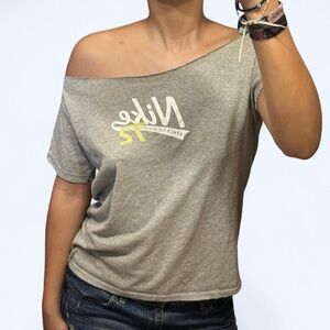 Y2K Grey Nike Off the Shoulder Top!